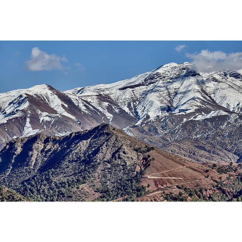 Winter Snow Mountain Scenery Wall Covering for Living Room, Water Resistant