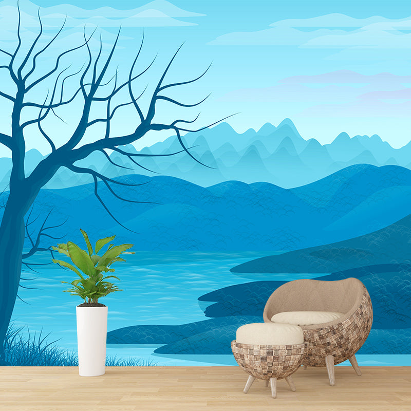 Mountain Illustration Scenery Wall Covering Murals Sitting Room Wall Decor, Waterproofing