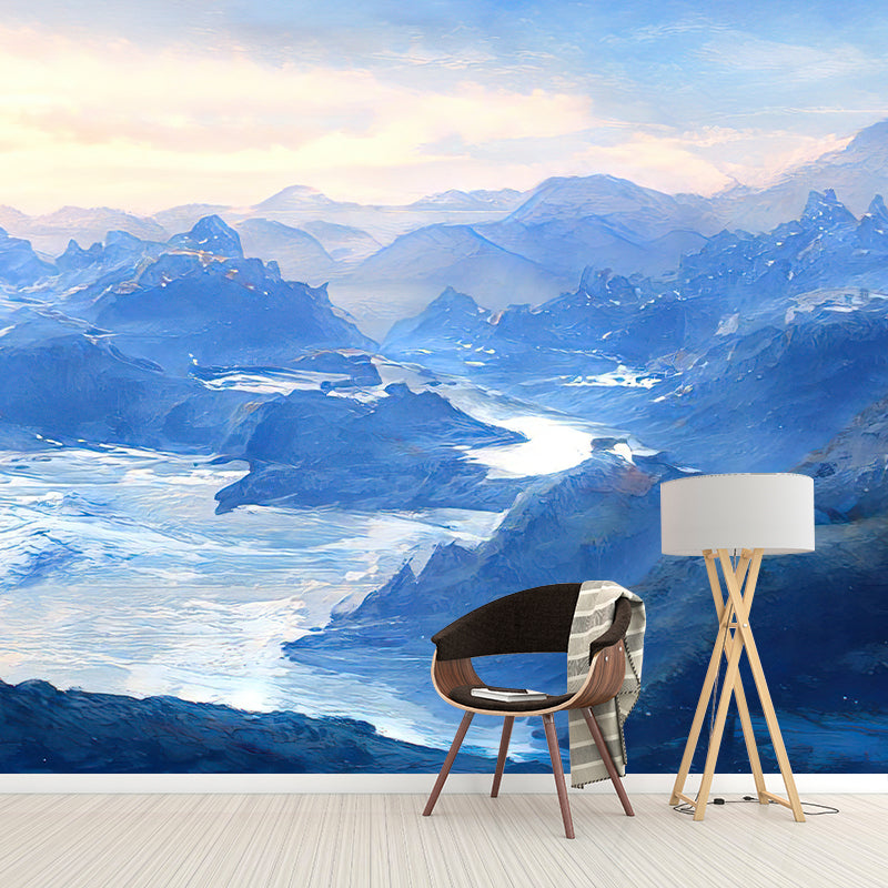 Mountain Illustration Scenery Wall Covering Murals Sitting Room Wall Decor, Waterproofing