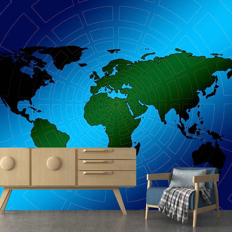 Partial Area Map Contemporary Living Room Wall Decor, Moisture Resistant