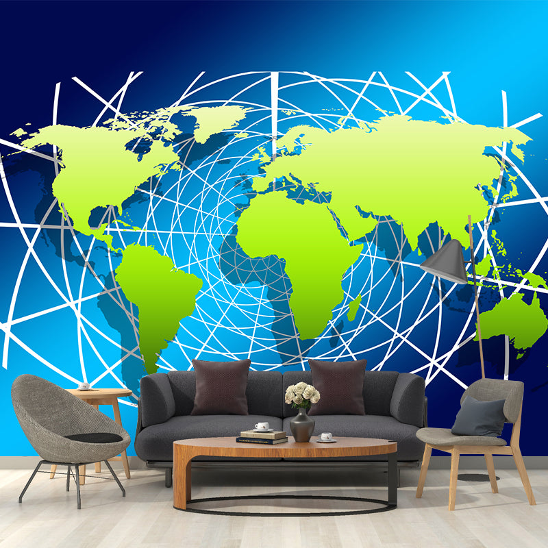 Area Map Murals Wallpaper for Bedroom Living Room, Custom Size Available