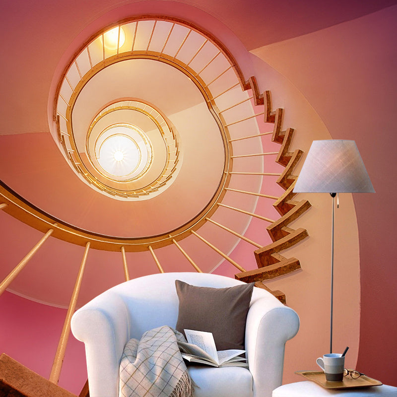 Customized Spiral Staircase Mural Wallpaper Mildew Resistant Wall Decor