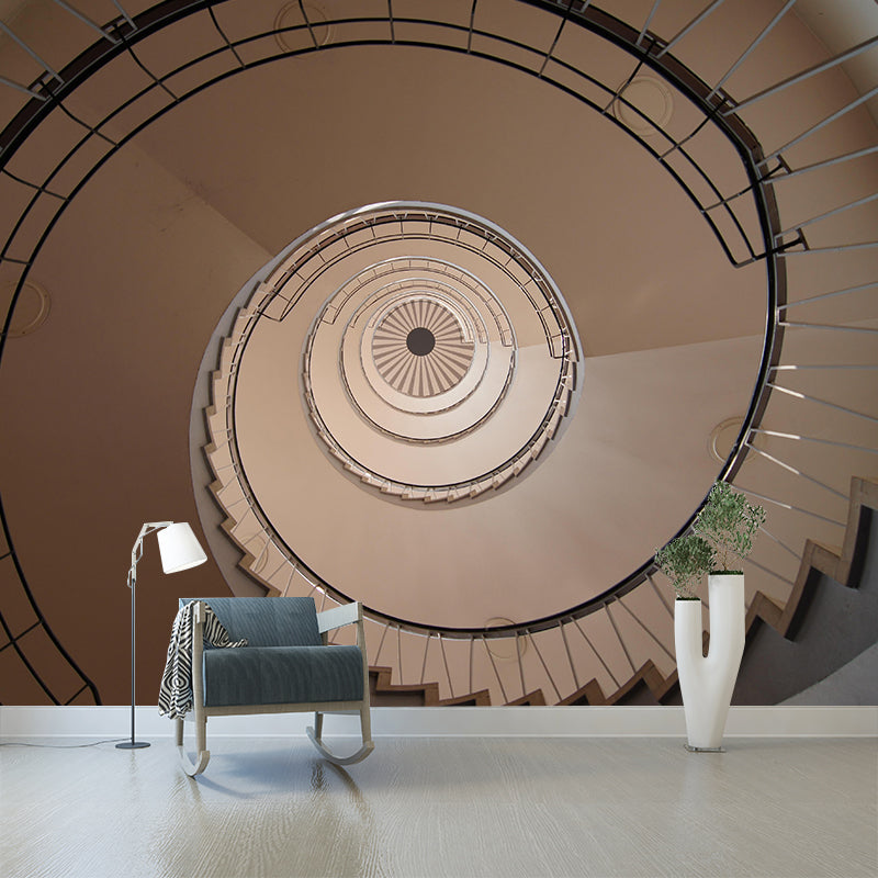 Spiral Staircase Mural Wallpaper Custom-Made Wall Covering for Sitting Room