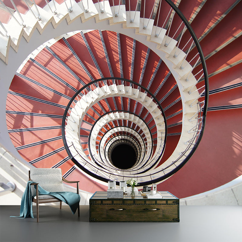 Spiral Staircase Mural Wallpaper Custom-Made Wall Covering for Sitting Room