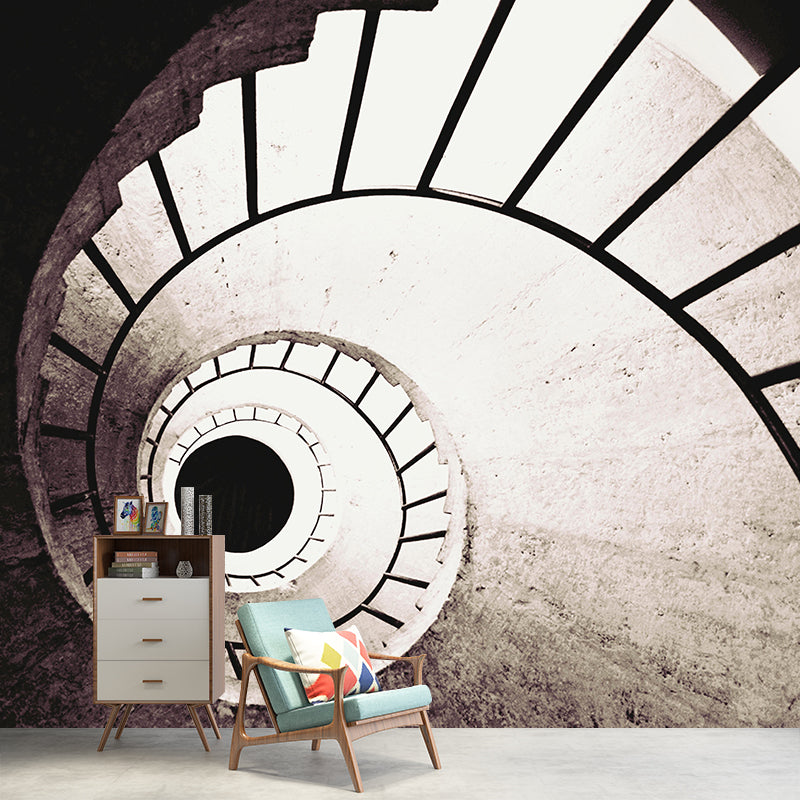 Spiral Staircase Mural Wallpaper Custom-Made Wall Covering for Sitting Room