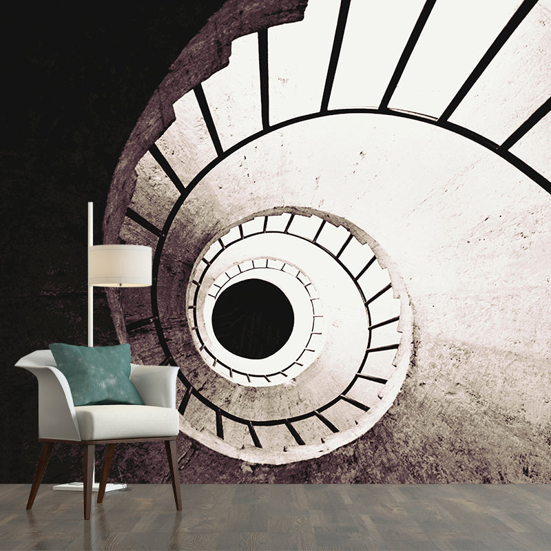 Spiral Staircase Mural Wallpaper Custom-Made Wall Covering for Sitting Room