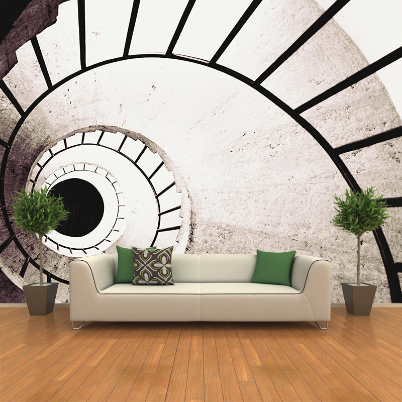 Spiral Staircase Mural Wallpaper Custom-Made Wall Covering for Sitting Room