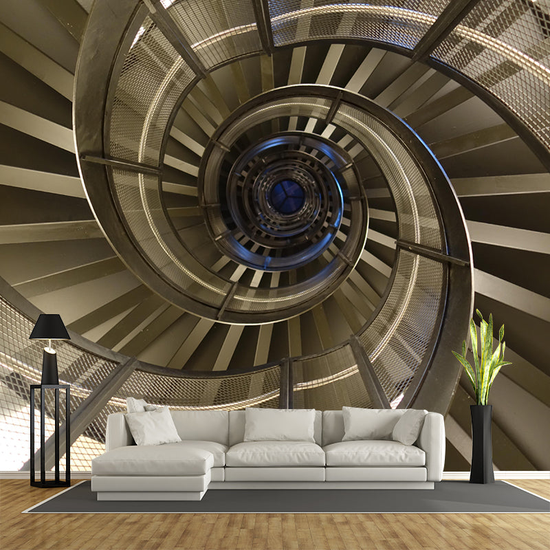 Customized Spiral Staircase Mural Wallpaper Mildew Resistant Wall Decor for Bedroom