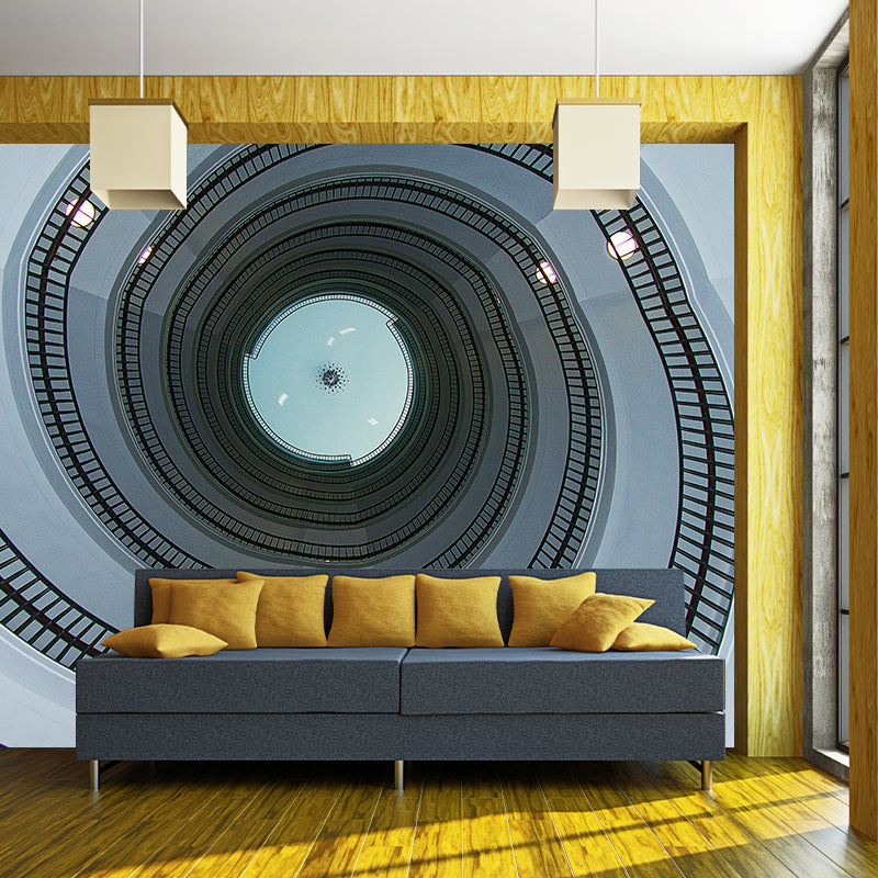 Customized Spiral Staircase Mural Wallpaper Mildew Resistant Wall Decor for Bedroom