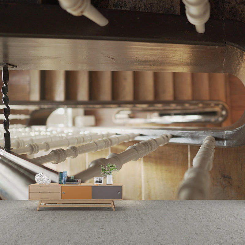 Customized Spiral Staircase Mural Wallpaper Mildew Resistant Wall Decor for Meeting Room