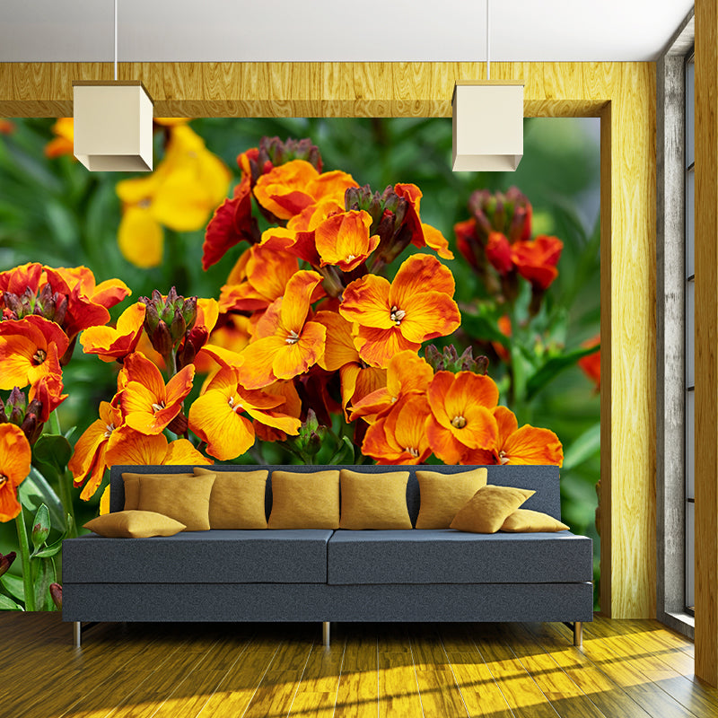 Customized Lobelia Mural Wallpaper Waterproofing Wall Decor for Meeting Room