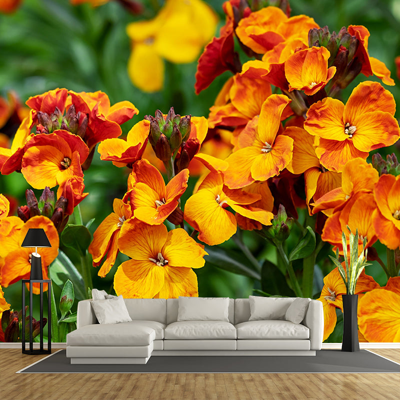 Customized Lobelia Mural Wallpaper Waterproofing Wall Decor for Meeting Room