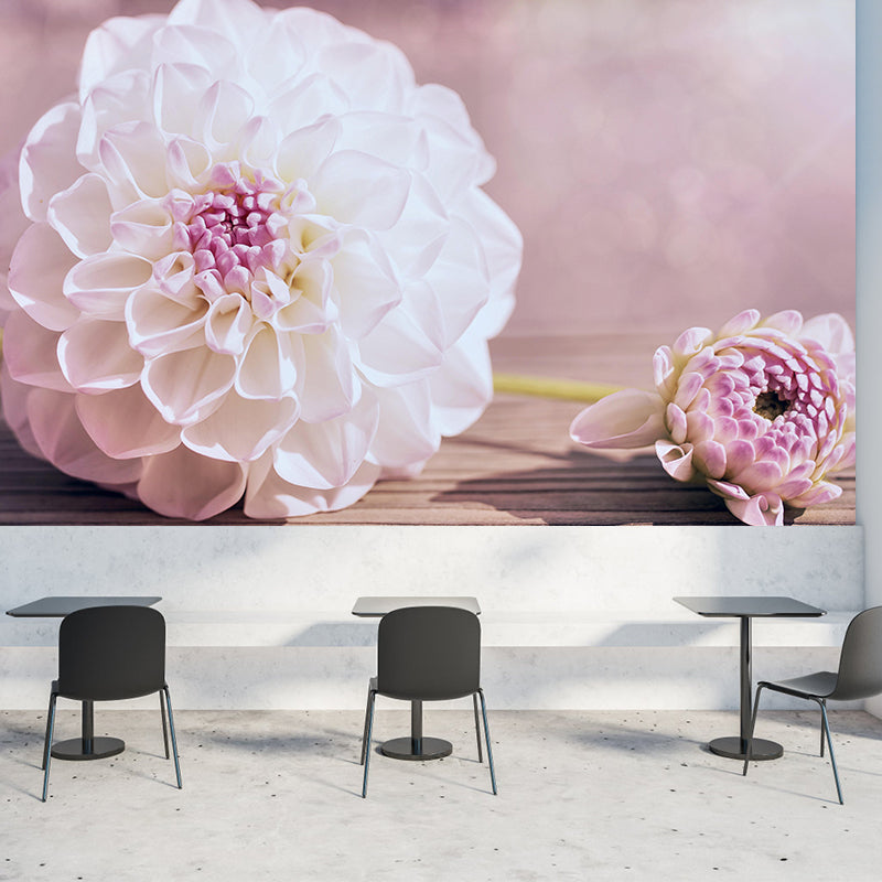 Customized Dahlia Mural Wallpaper Waterproofing Wall Decor for Meeting Room