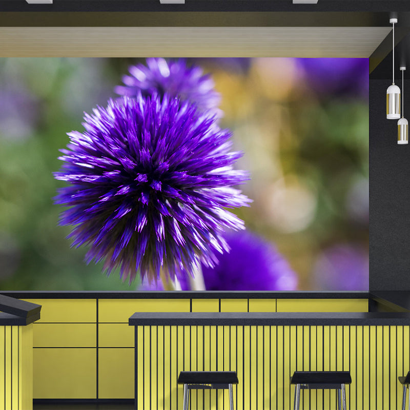 Customized Thistle Flower Mural Wallpaper Waterproofing Wall Decor for Meeting Room