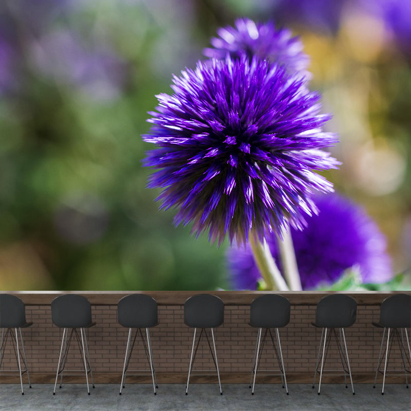 Customized Thistle Flower Mural Wallpaper Waterproofing Wall Decor for Meeting Room