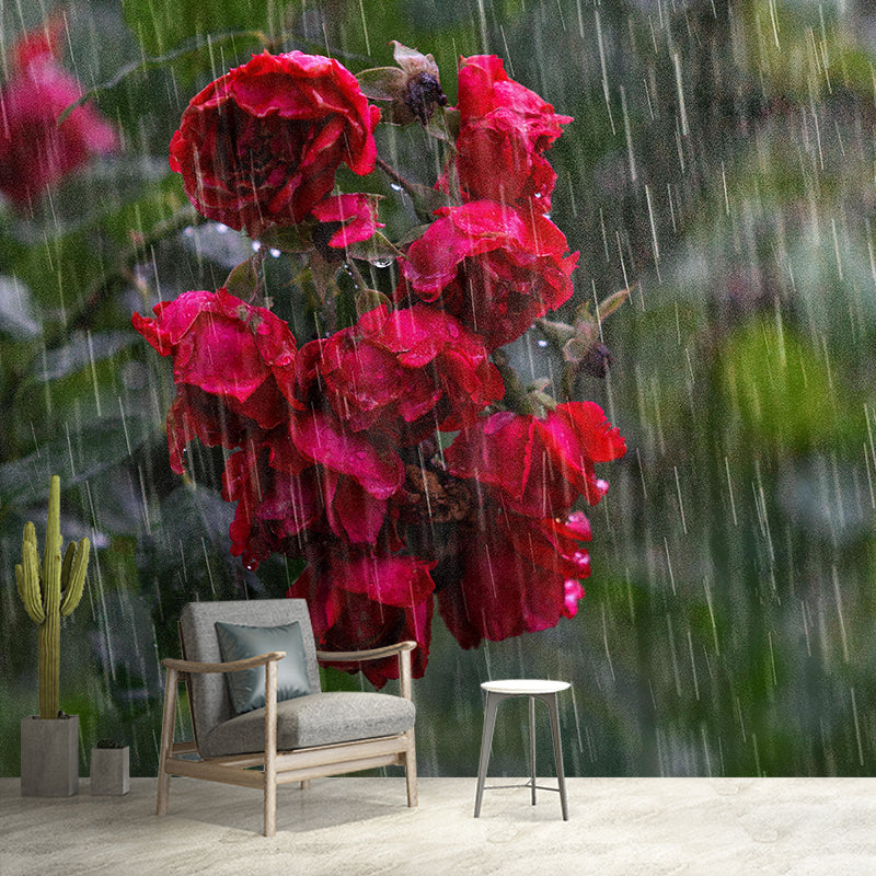 Customized Rose Mural Wallpaper Waterproofing Wall Decor for Meeting Room