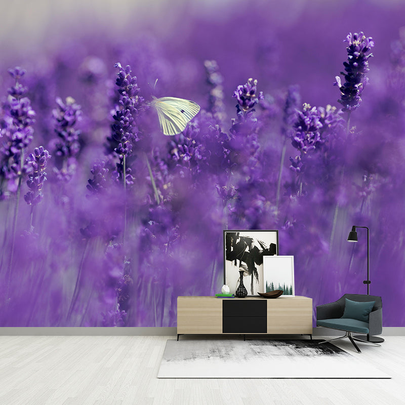 Beautiful Lavender Wall Mural Decal Colorful Mural Wallpaper for Girl Bedroom