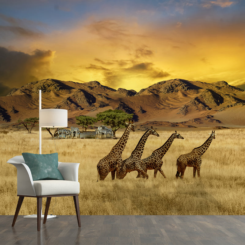 Contemporary Style Animal Illustration Wall Murals for Living Room, Water Resistant