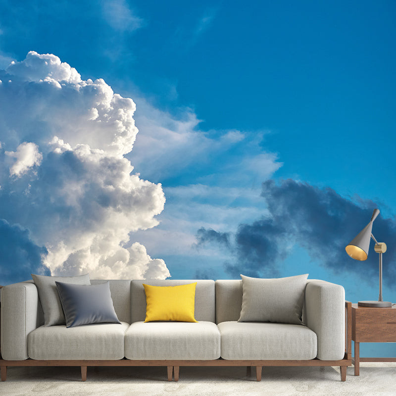 Blue Sky Mural Wallpaper Photography Sleeping Room Wall Decor for Home