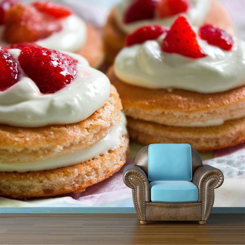 Sweet Dessert Mural Wallpaper Mildew Resistant Coffee Shop Wall Decor, Personalised Size