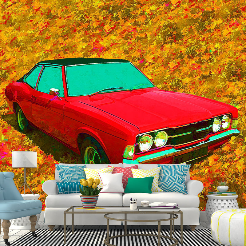 Car Transportation Mural Contemporary Wall Covering for Living Room, Waterproofing