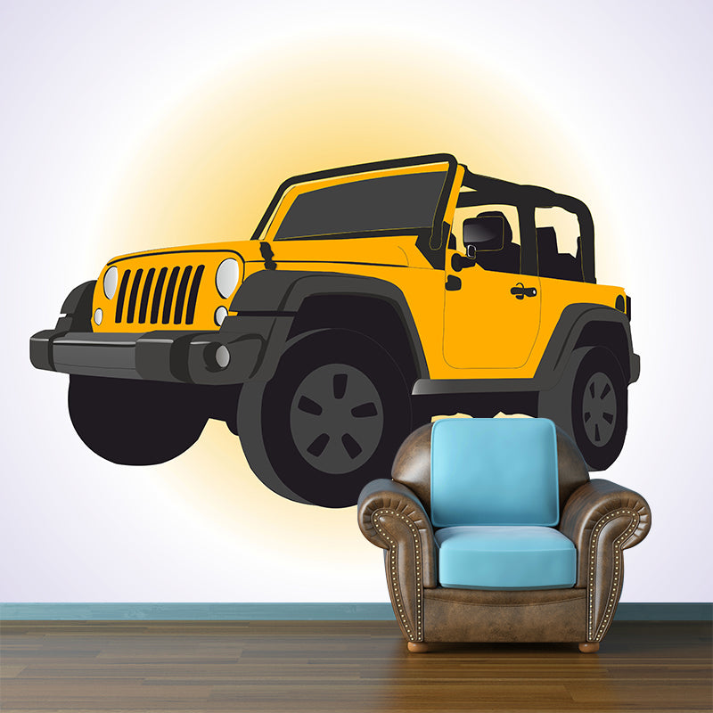 Car Transportation Mural Contemporary Wall Covering for Living Room, Waterproofing