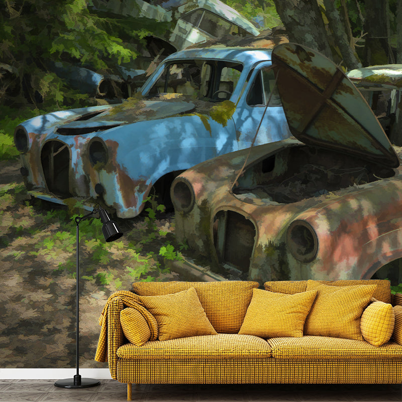 Car Transportation Contemporary Mural Decal Sitting Room Moisture Resistant Wall Decor