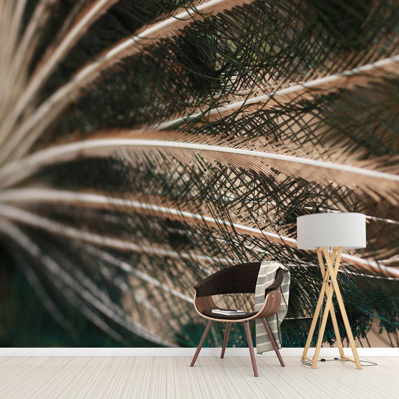 Tropical Style Feather Mural Mildew Resistant for Sitting Room Bedroom