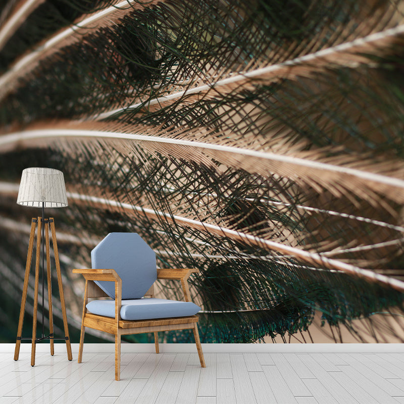 Tropical Style Feather Mural Mildew Resistant for Sitting Room Bedroom