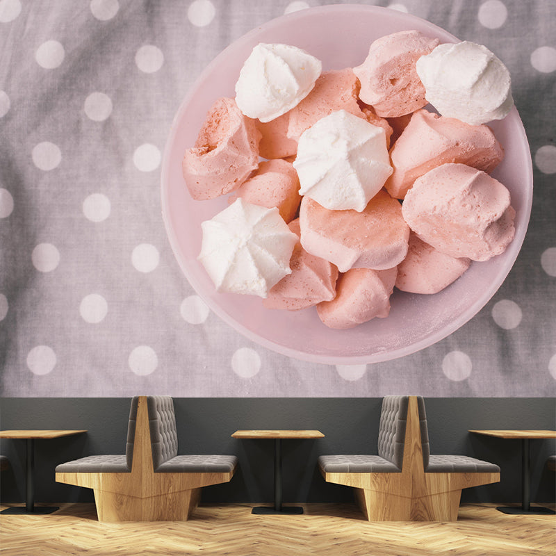 Contemporary Meringue Wall Mural Environment Friendly Wallpaper for Cake Shop