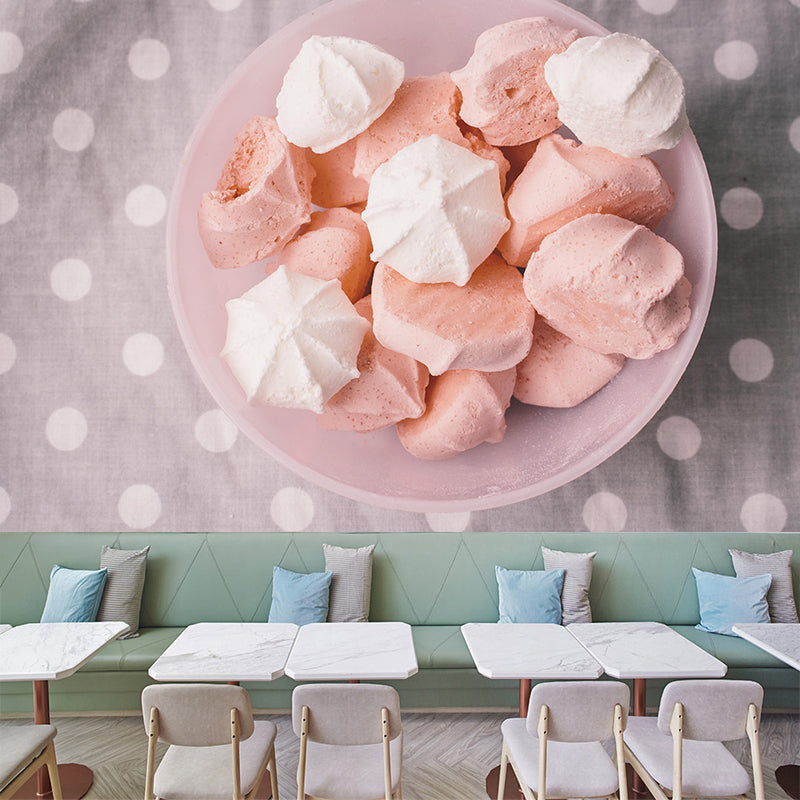 Contemporary Meringue Wall Mural Environment Friendly Wallpaper for Cake Shop