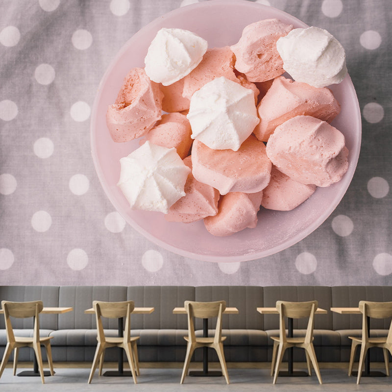 Contemporary Meringue Wall Mural Environment Friendly Wallpaper for Cake Shop