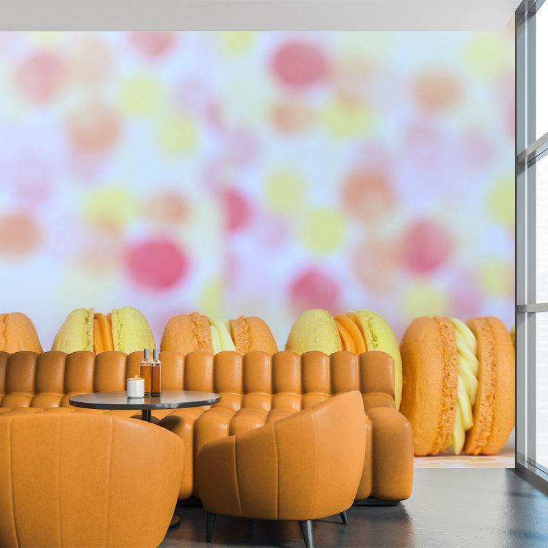 Contemporary Macaron Wall Decor Mural Moisture Resistant for Cake Shop