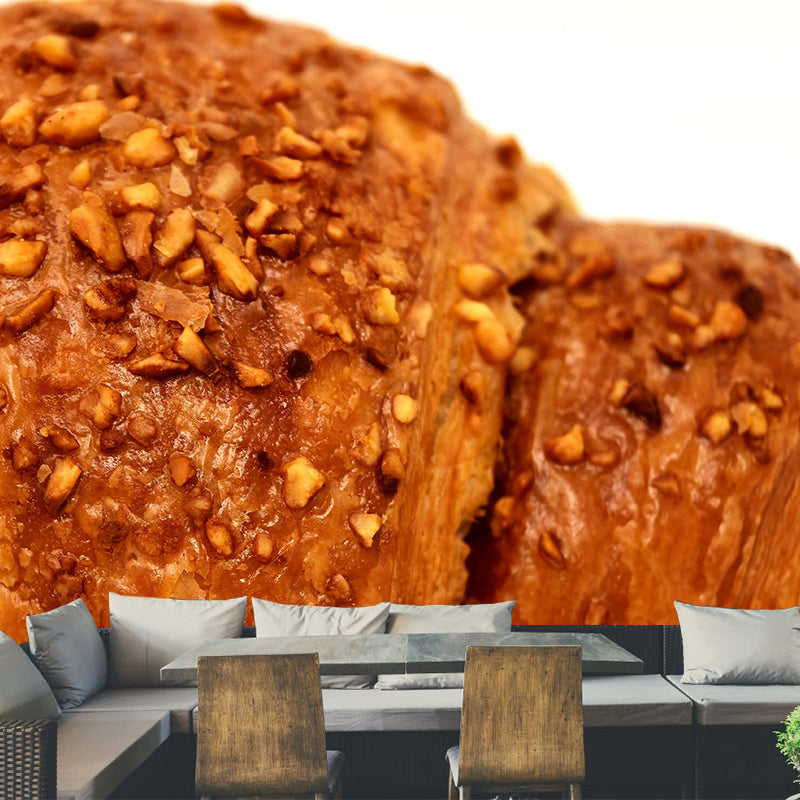 Contemporary Croissant Wall Mural Environment Friendly Wallpaper for Cake Shop