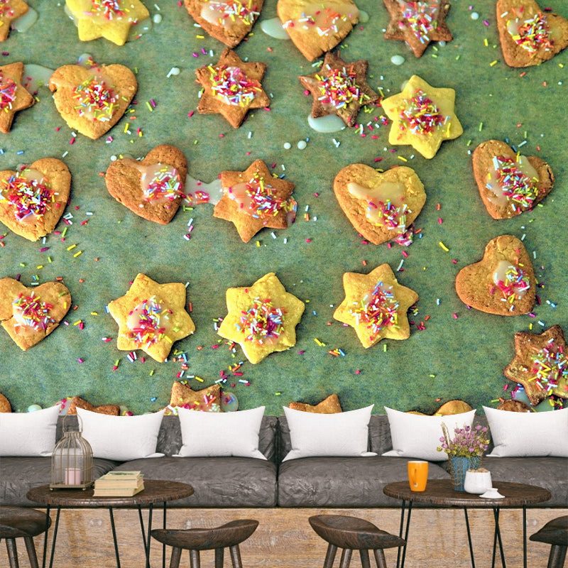 Contemporary Butter Biscuits Wall Mural Environment Friendly Wallpaper for Cake Shop
