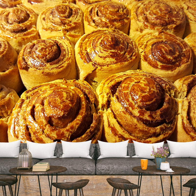Contemporary Cinnamon Rolls Wall Mural Environment Friendly Wallpaper for Cake Shop