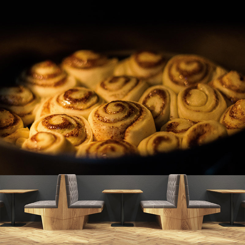 Contemporary Cinnamon Rolls Wall Mural Environment Friendly Wallpaper for Cake Shop