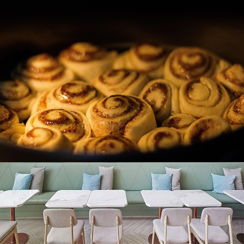 Contemporary Cinnamon Rolls Wall Mural Environment Friendly Wallpaper for Cake Shop