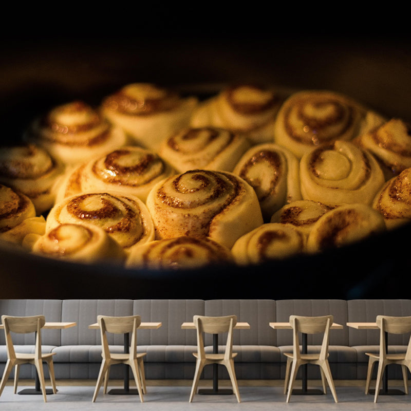 Contemporary Cinnamon Rolls Wall Mural Environment Friendly Wallpaper for Cake Shop