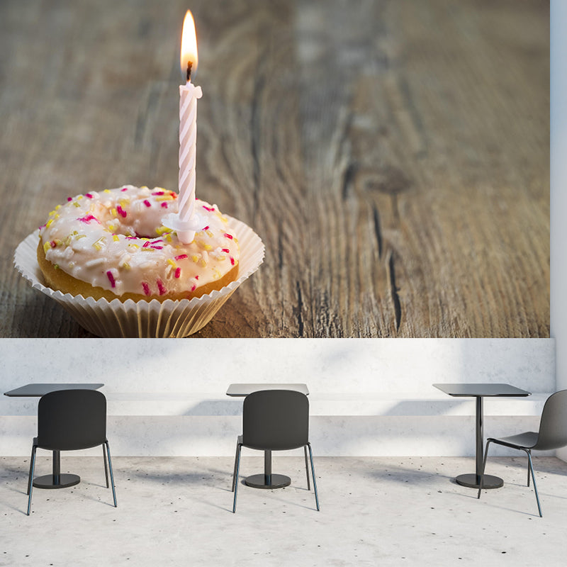 Contemporary Donut Wall Mural Environment Friendly Wallpaper for Cake Shop
