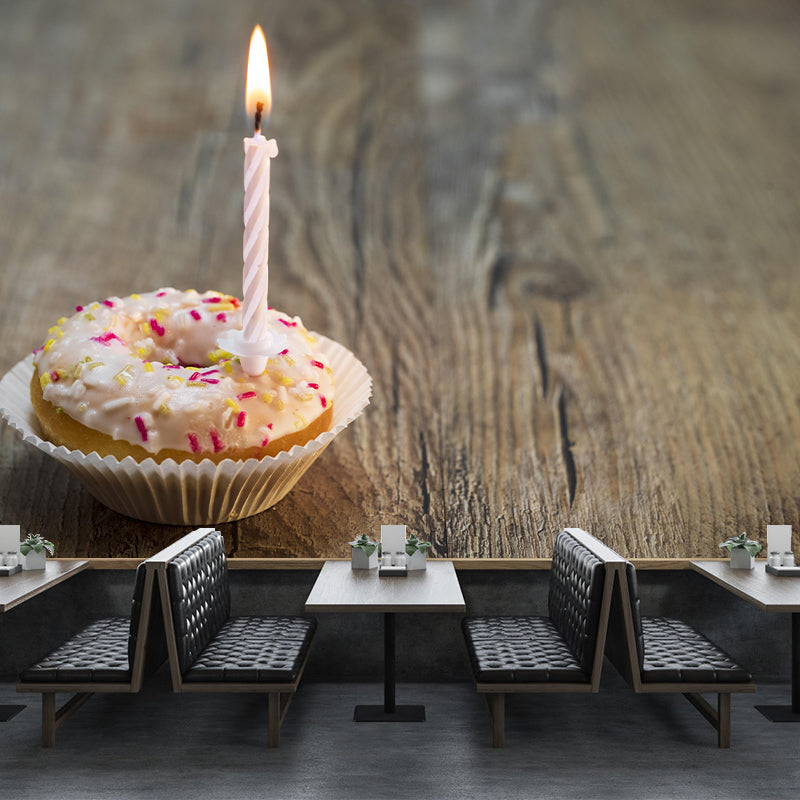 Contemporary Donut Wall Mural Environment Friendly Wallpaper for Cake Shop