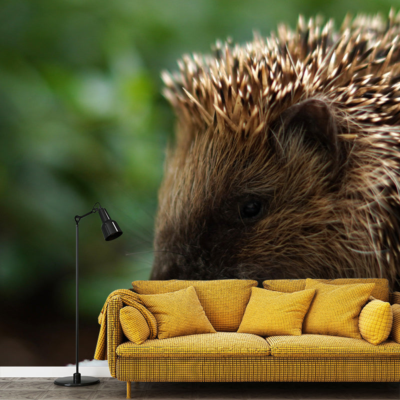 Customized Hedgehog Wall Mural Wallpaper Horizontal Photography for Sitting Room