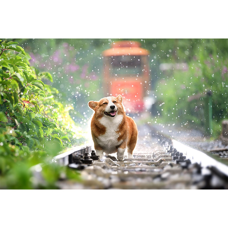 Environment Friendly Mural with Dog Painting Mildew Resistant Wallpaper Home Decor