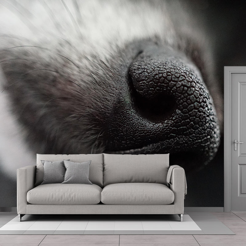 Customized Dog Nose Wall Mural Wallpaper Horizontal Photography for Sitting Room