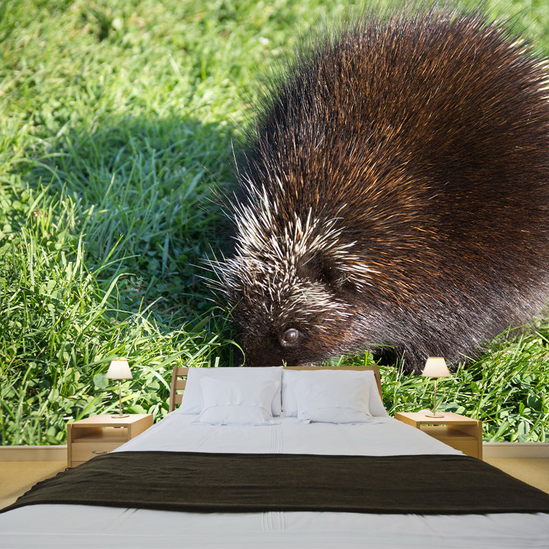 Environment Friendly Mural with Porcupine Painting Mildew Resistant Wallpaper Home Decor