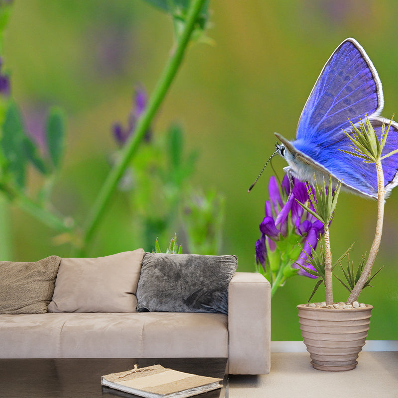 Environment Friendly Mural with Butterfly Painting Mildew Resistant Wallpaper Home Decor