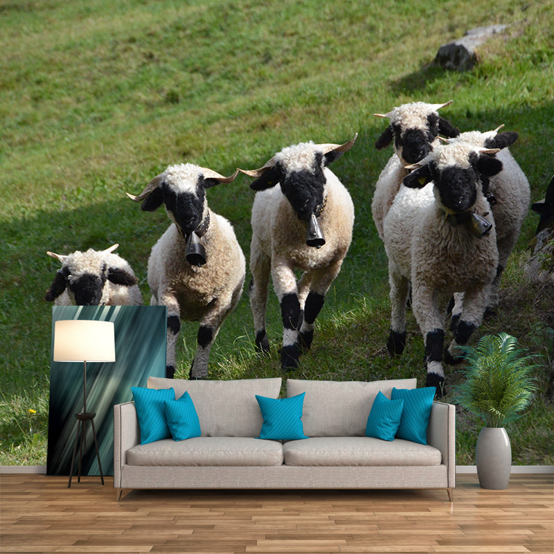 Lovely Animal Sheep Mural Decal Customized Contemporary Style Wall Covering