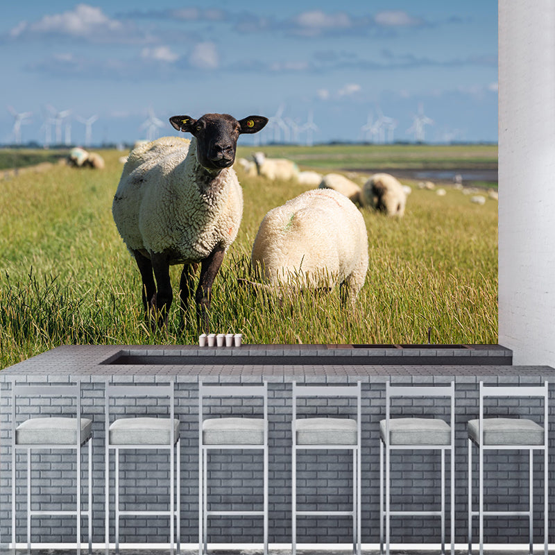 Lovely Animal Sheep Mural Decal Customized Contemporary Style Wall Covering