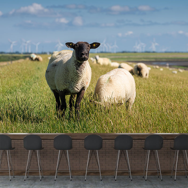 Lovely Animal Sheep Mural Decal Customized Contemporary Style Wall Covering