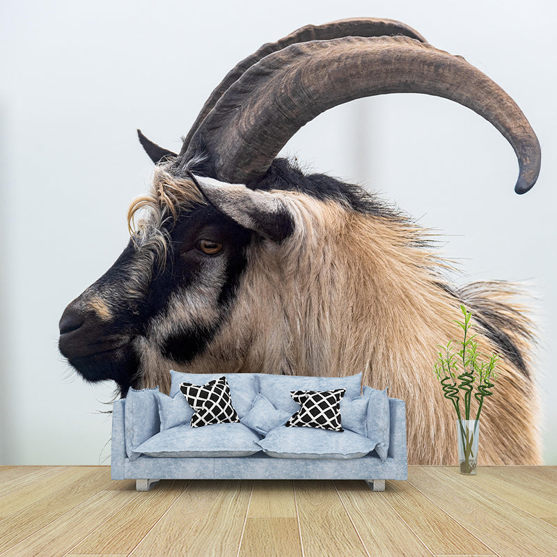 Customized Goat Wall Mural Wallpaper Horizontal Photography for Sitting Room
